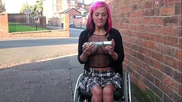 Hot Redhead wheelchair bound babe Leah Caprice flashing and masturbating in public new Clips