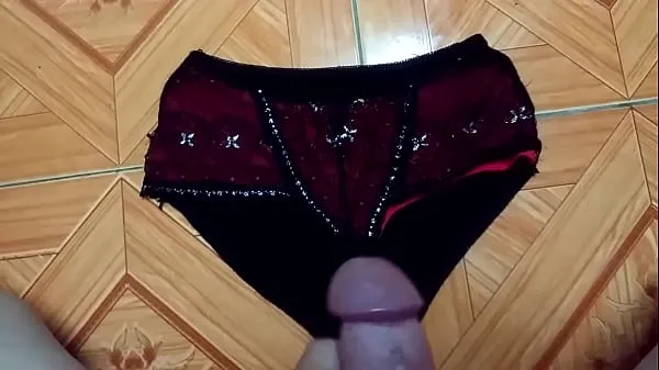 Hot Sparkling red and black underwear | Cum on panties compilation the best nuove clip