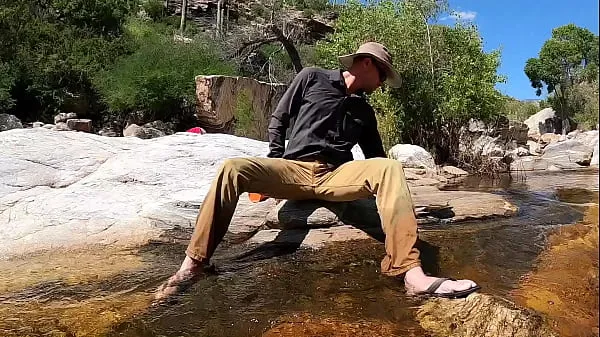 Pissing on myself and cooling off in a river after a hot day of field work مقاطع جديدة رائعة