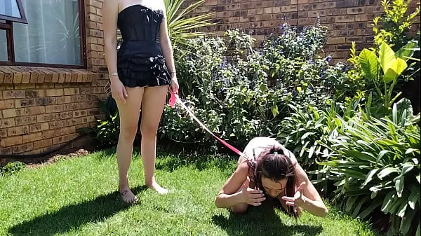 Hot Girl taking her bitch out for a pee outside | humiliations | piss sniffing new Clips