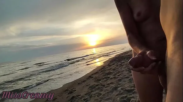 Hot French Milf Blowjob Amateur on Nude Beach public to stranger with Cumshot 02 - MissCreamy new Clips